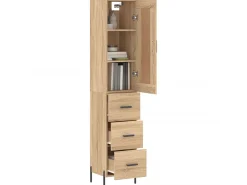 Aparador de madera contrachapada roble Sonoma 34,5x34x180 cm ES67825
