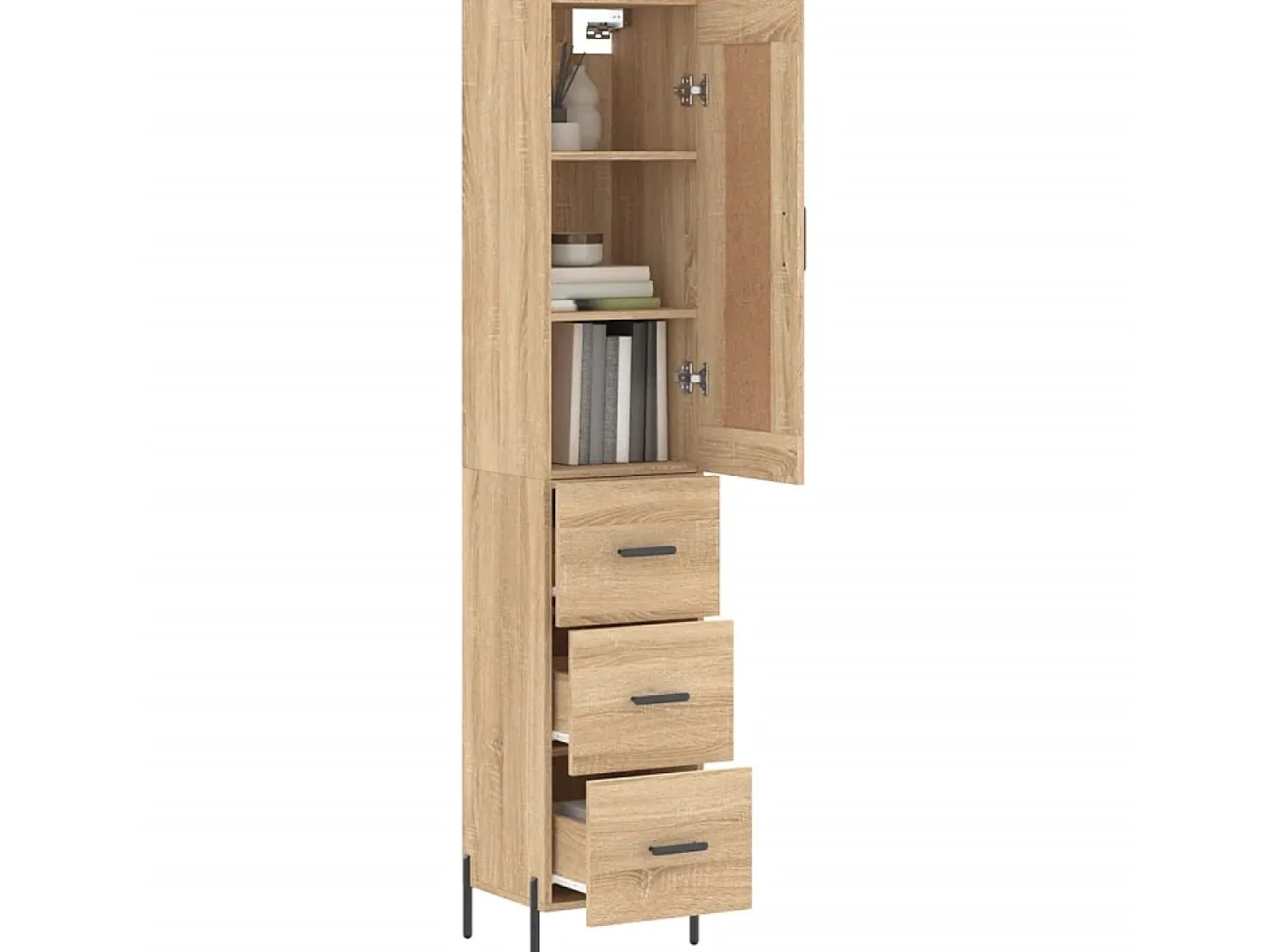 Aparador de madera contrachapada roble Sonoma 34,5x34x180 cm ES67825
