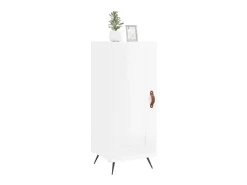 Aparador de madera contrachapada blanco brillante 34,5x34x90 cm ES39641