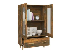 Aparador de madera contrachapada roble ahumado 70x31x115 cm