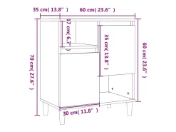 Aparador de madera contrachapada blanco 60x35x70 cm