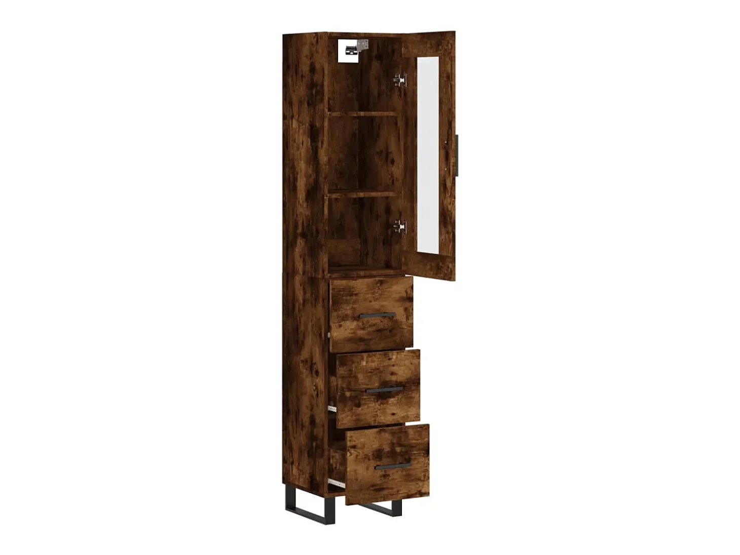 Aparador de madera contrachapada roble ahumado 34,5x34x180 cm ES58493