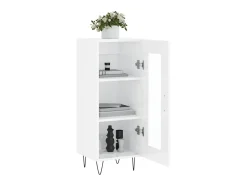 Aparador de madera contrachapada blanco brillante 34,5x34x90 cm ES36354