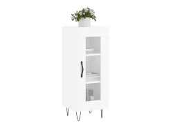 Aparador de madera contrachapada blanco brillante 34,5x34x90 cm ES36354