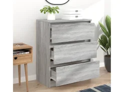 Aparador de madera contrachapada gris Sonoma 60x35x76 cm