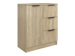 Aparador de madera contrachapada color roble Sonoma 60x30x70 cm ES19565
