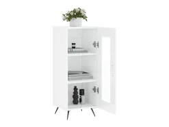 Aparador de madera contrachapada blanco brillante 34,5x34x90 cm ES39633