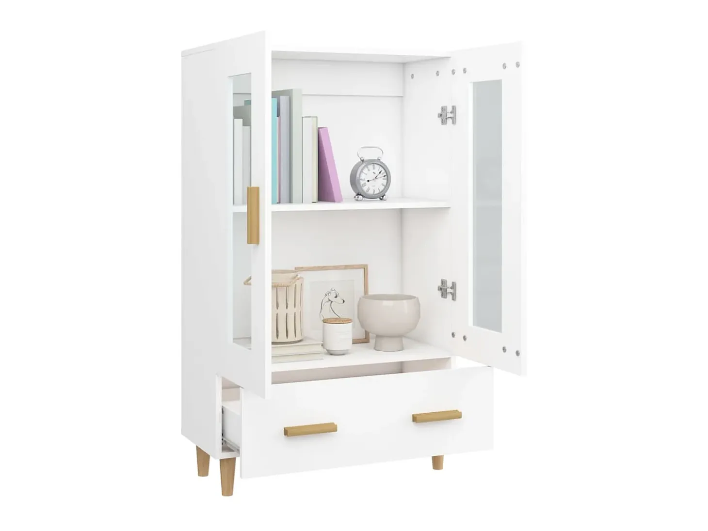 Aparador de madera contrachapada blanco 70x31x115 cm ES82935