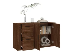 Aparador de madera contrachapada marrón roble 100x33x59,5 cm ES85922