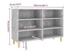 Aparador de madera contrachapada gris hormigón 103,5x35x70 cm