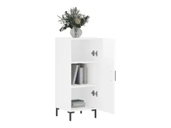 Aparador de madera contrachapada blanco brillante 34,5x34x90 cm