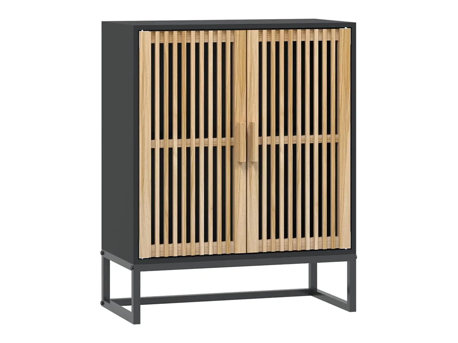 Aparador de madera contrachapada negro 60x30x75 cm