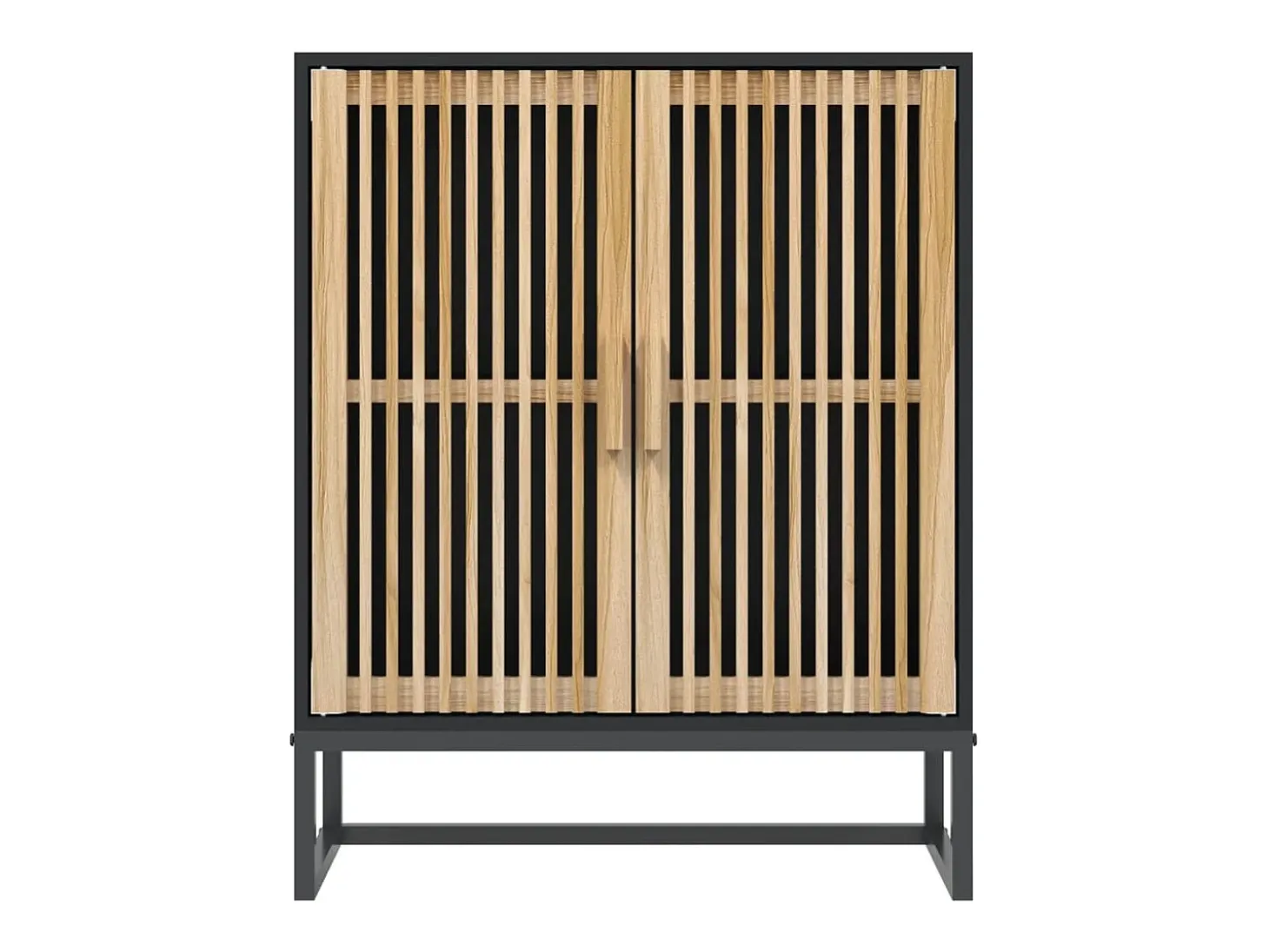 Aparador de madera contrachapada negro 60x30x75 cm