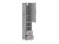 Aparador de madera contrachapada gris hormigón 34,5x34x180 cm ES80708