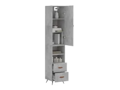 Aparador de madera contrachapada gris hormigón 34,5x34x180 cm ES80708