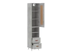 Aparador de madera contrachapada gris hormigón 34,5x34x180 cm