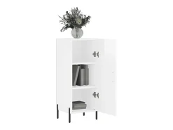 Aparador de madera contrachapada blanco brillante 34,5x34x90 cm