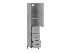 Aparador de madera contrachapada gris hormigón 34,5x34x180 cm ES35068