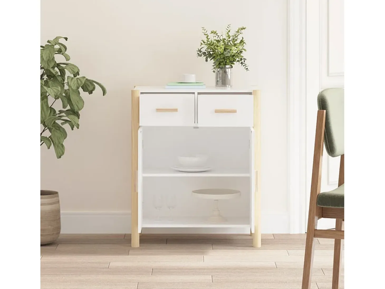 Aparador de madera contrachapada blanco 62x38x75 cm ES97485