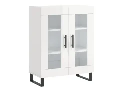 Aparador de madera contrachapada blanco brillante 69,5x34x90 cm ES61151