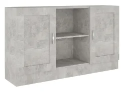 Aparador de madera contrachapada gris hormigón 120x30,5x70 cm