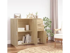 Aparador de madera contrachapada roble Sonoma 91x29,5x75 cm ES57295