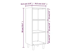 Aparador de madera contrachapada gris Sonoma 34,5x32,5x90 cm