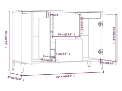 Aparador de madera contrachapada gris Sonoma 102x35x70 cm