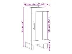 Aparador de madera contrachapada blanco brillante 34,5x34x90 cm