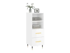 Aparador de madera contrachapada blanco brillante 34,5x34x90 cm ES99478