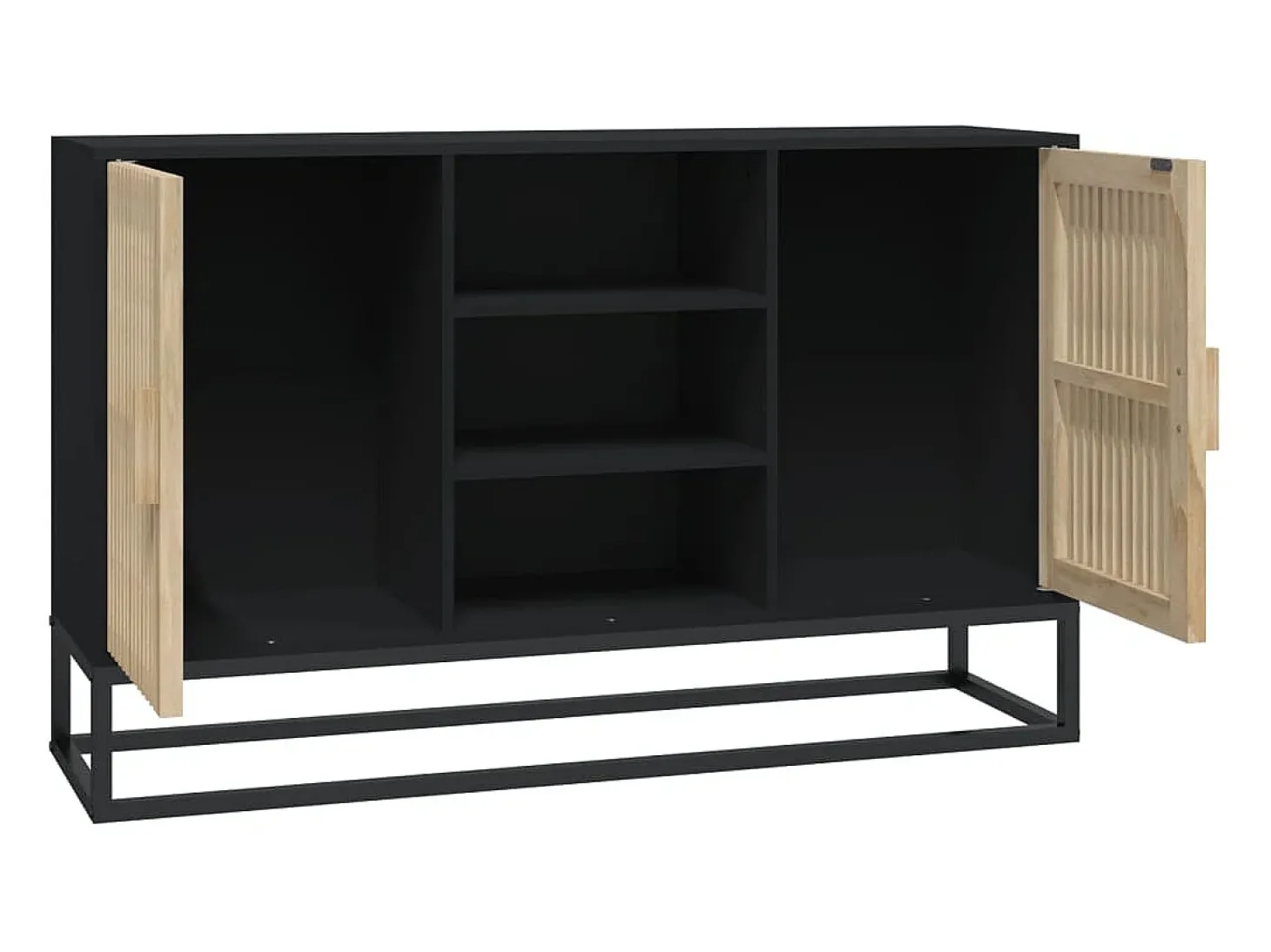 Aparador de madera contrachapada negro 105x30x65 cm