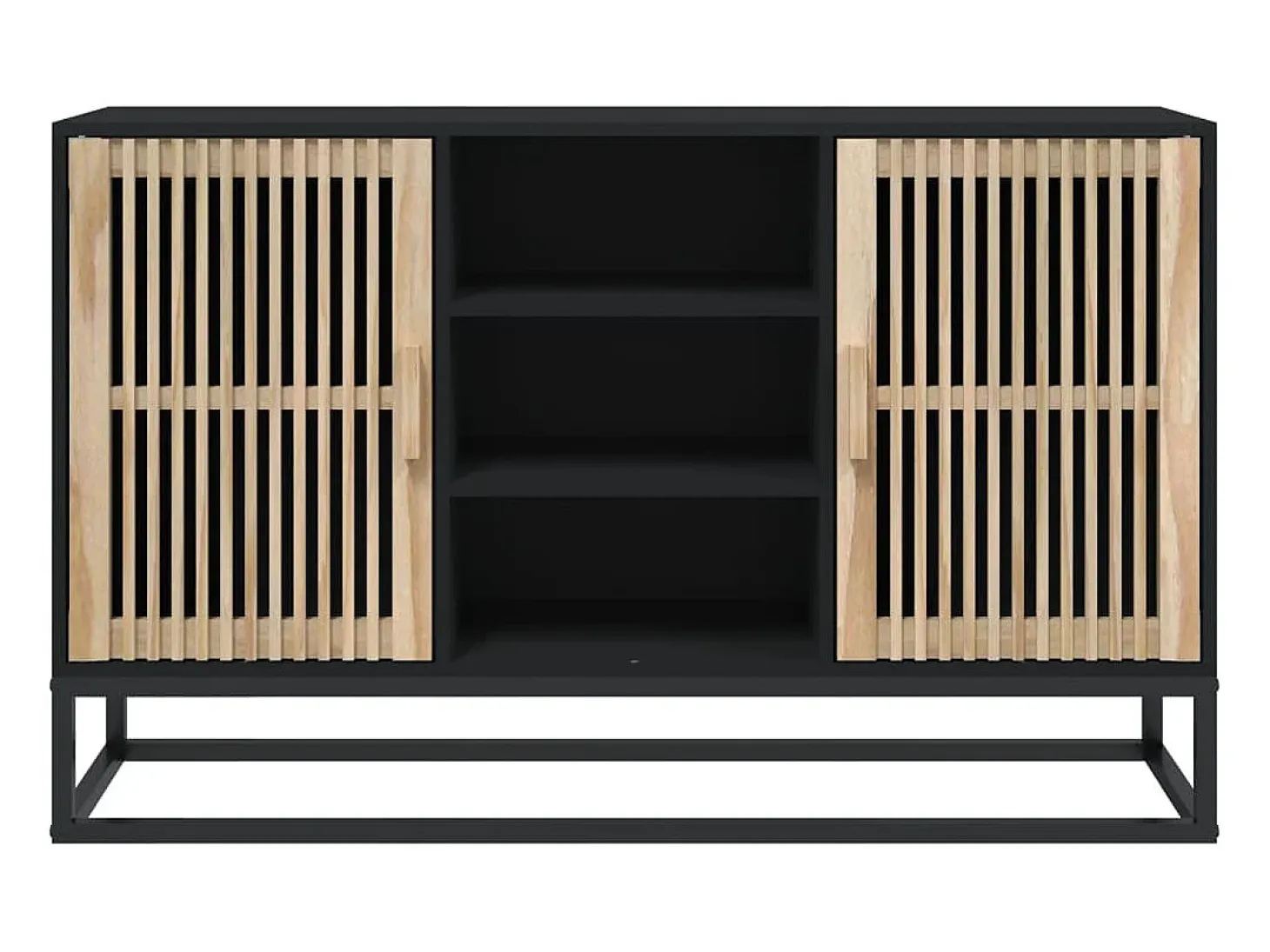 Aparador de madera contrachapada negro 105x30x65 cm