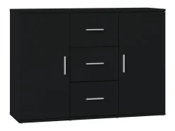 Aparador de madera contrachapada negro 91x29,5x65 cm