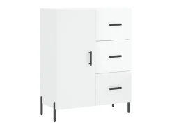 Aparador de madera contrachapada blanco brillante 69,5x34x90 cm ES65625