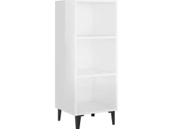 Aparador de madera contrachapada blanco brillo 34,5x32,5x90 cm ES45391