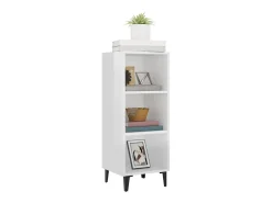 Aparador de madera contrachapada blanco brillo 34,5x32,5x90 cm ES45391