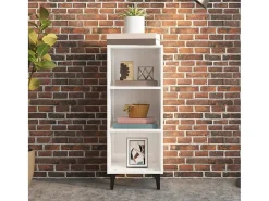 Aparador de madera contrachapada blanco brillo 34,5x32,5x90 cm ES45391