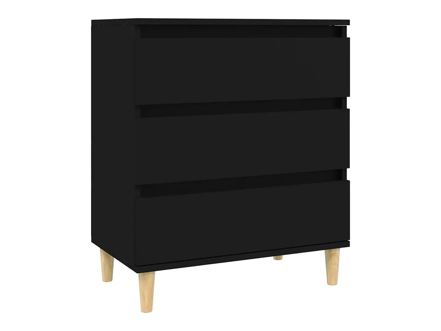 Aparador de madera contrachapada negro 60x35x70 cm