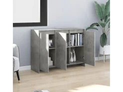 Aparador de madera contrachapada gris hormigón 102x33x75 cm ES766301