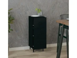 Aparador de madera contrachapada negro 34,5x34x90 cm ES12716