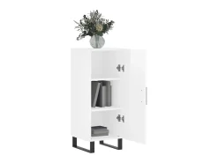 Aparador de madera contrachapada blanco brillante 34,5x34x90 cm ES90838