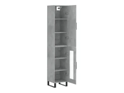Aparador de madera contrachapada gris hormigón 34,5x34x180 cm
