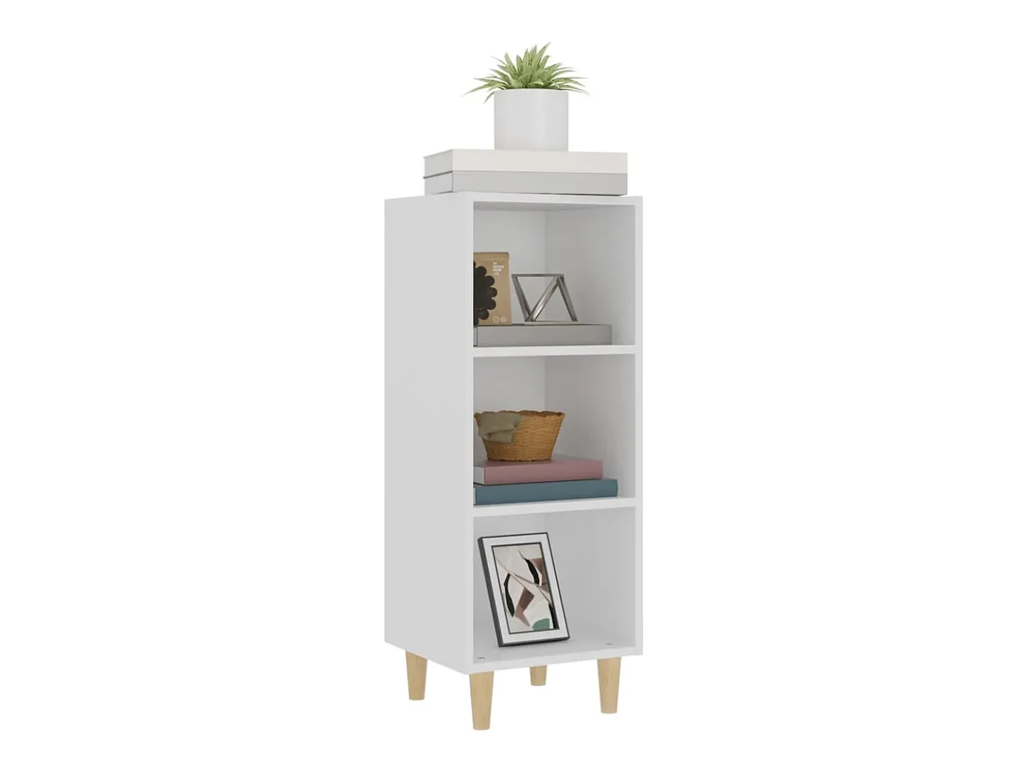 Aparador de madera contrachapada blanco 34,5x32,5x90 cm