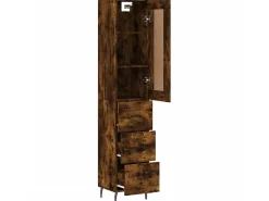 Aparador de madera contrachapada roble ahumado 34,5x34x180 cm ES65288
