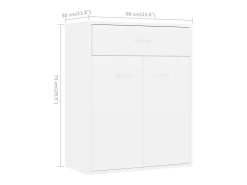 Aparador de madera contrachapada blanco 60x30x75 cm