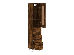Aparador de madera contrachapada roble ahumado 34,5x34x180 cm