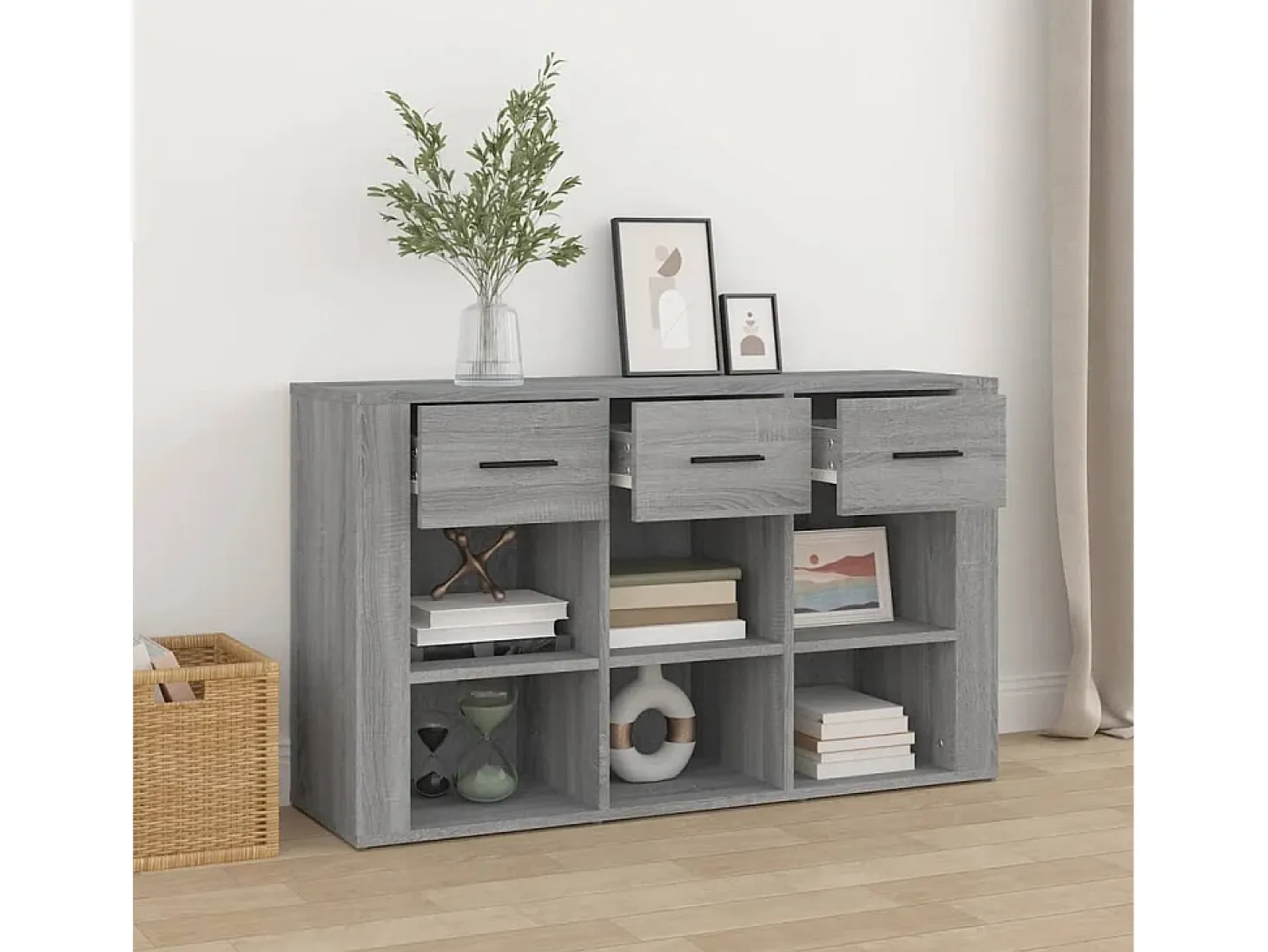 Aparador de madera contrachapada gris Sonoma 100x30x59,5 cm ES14146