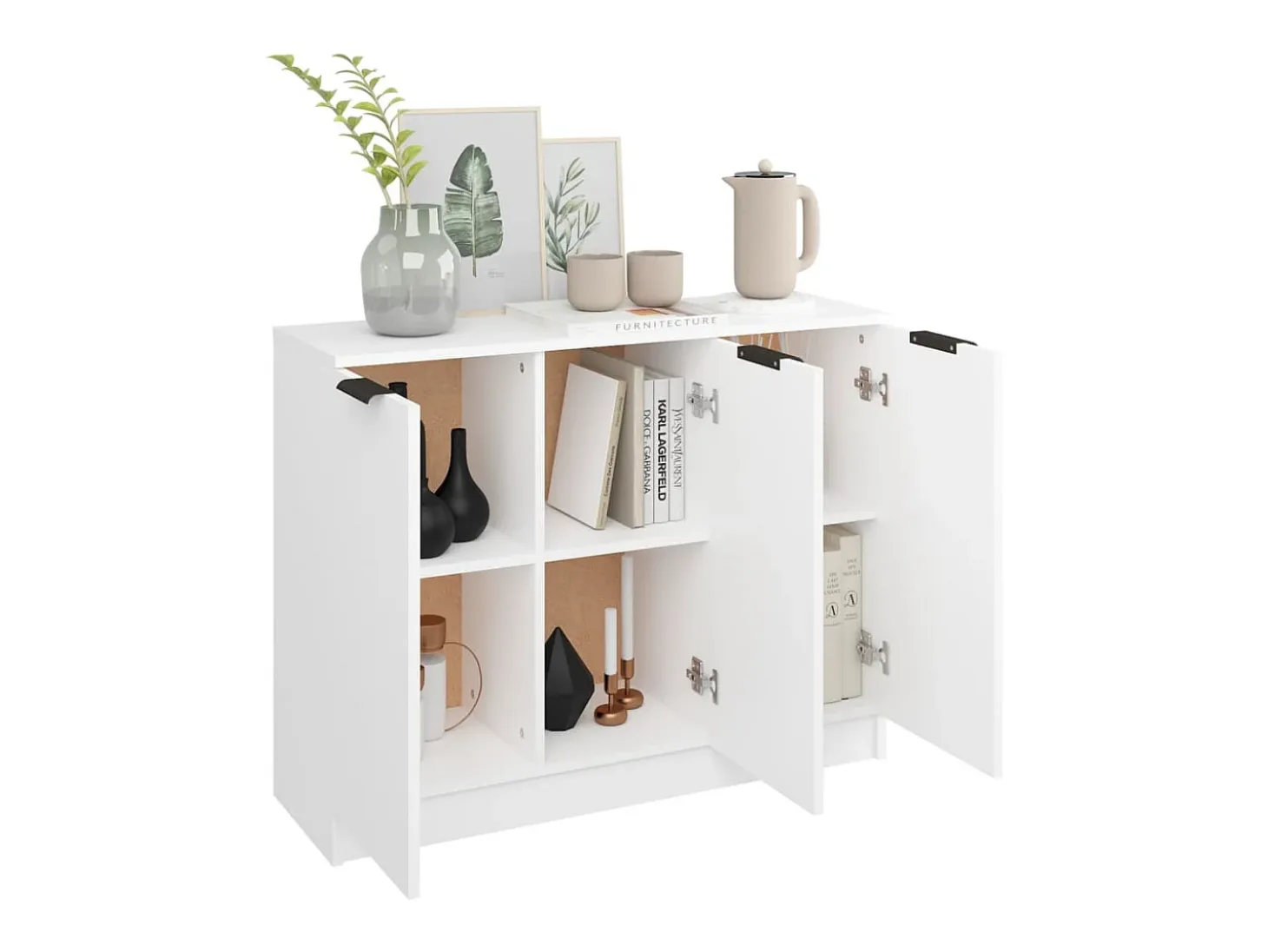 Aparador de madera contrachapada blanco 90,5x30x70 cm ES52966
