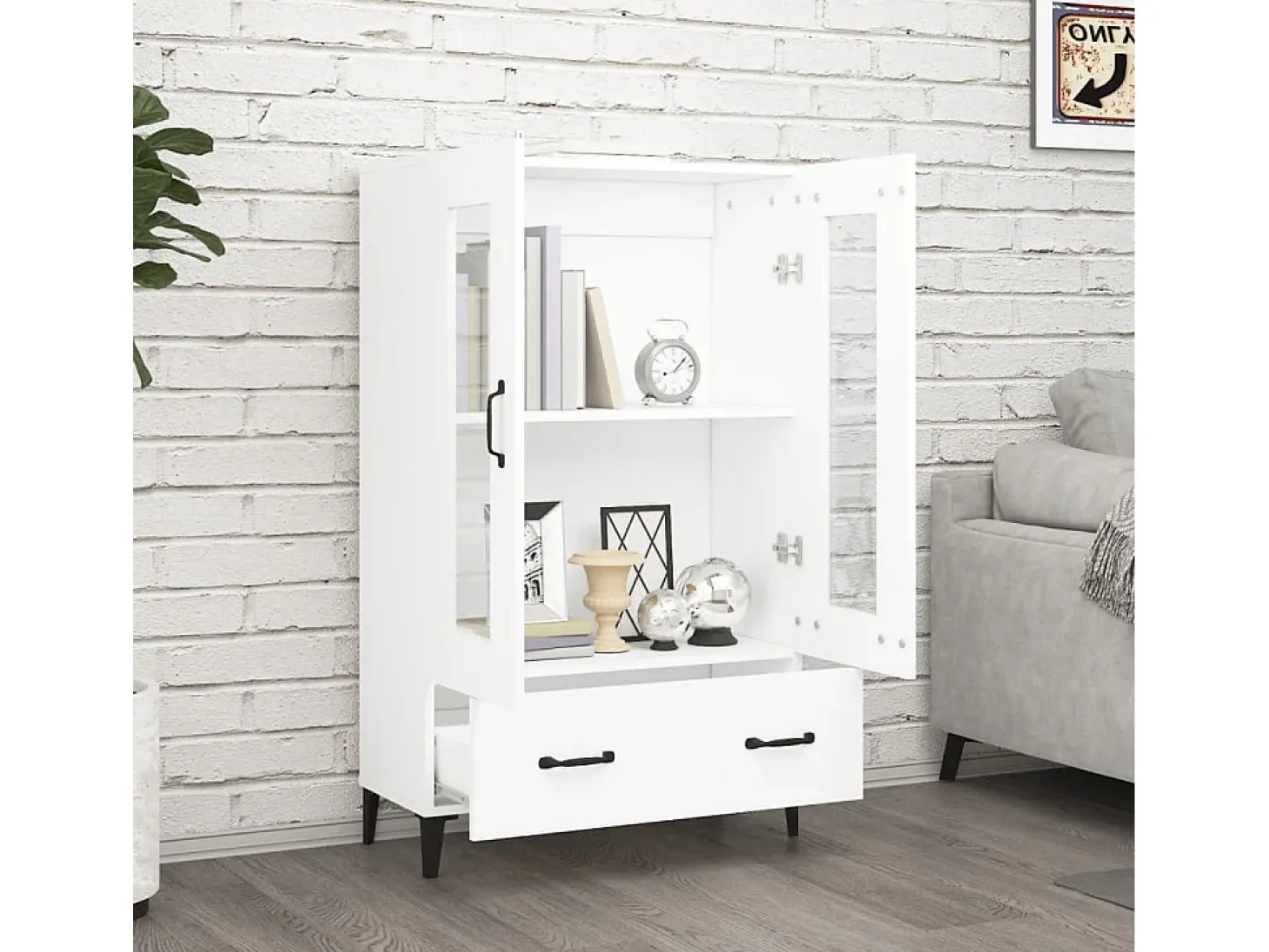 Aparador de madera contrachapada blanco 70x31x115 cm ES44698