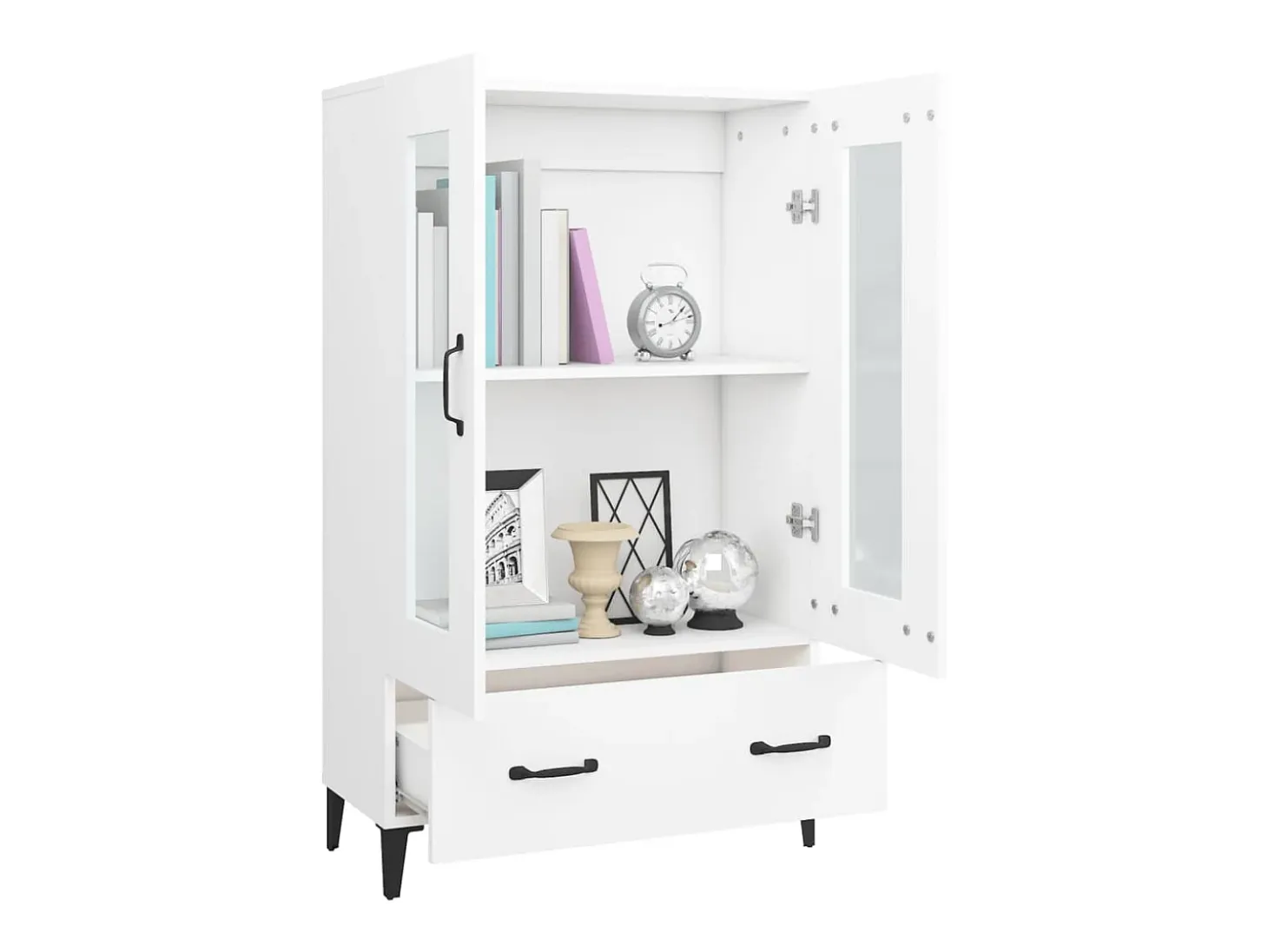Aparador de madera contrachapada blanco 70x31x115 cm ES44698